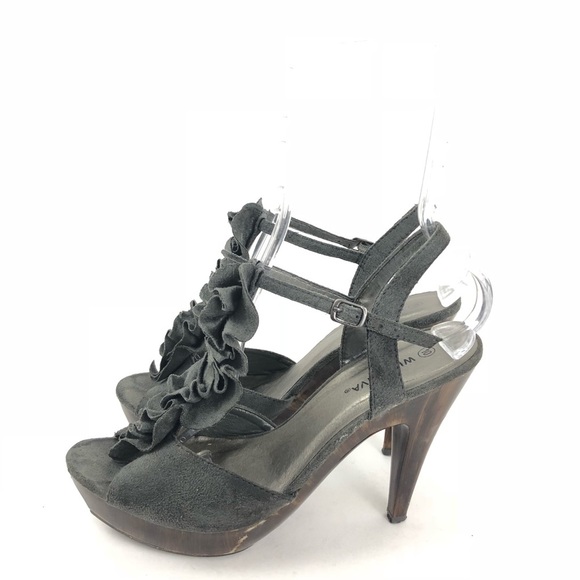 Wild Diva 10 Ruffle Open Toe Sandals Heels - Picture 4 of 8